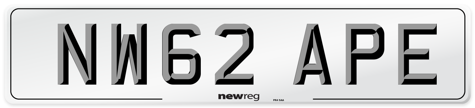 NW62 APE Number Plate from New Reg